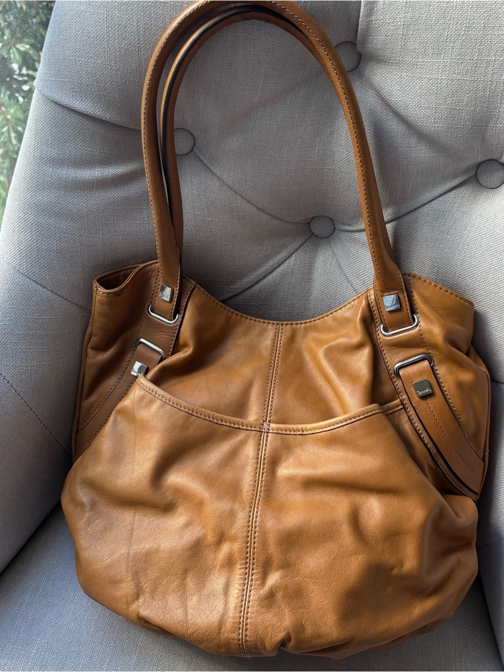 Tignanello Genuine Leather Women's medium shoulder handbag Bag light Brown